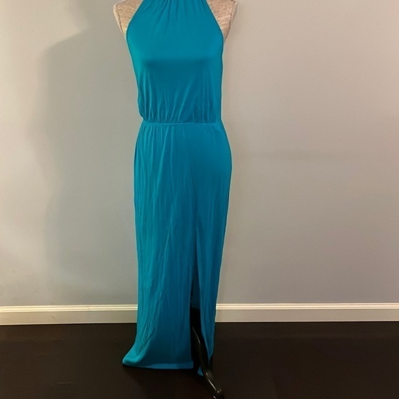 Forever 21 maxi sleeveless dress with slit in front.  Color is turquoise. - Picture 1 of 5